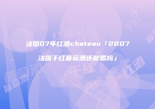 法国07年红酒chateau「2007法国干红葡萄酒还能喝吗」