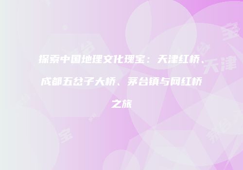 探索中国地理文化瑰宝：天津红桥、成都五岔子大桥、茅台镇与网红桥之旅