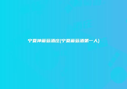 宁夏神葡萄酒庄(宁夏葡萄酒第一人)