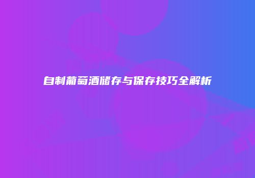 自制葡萄酒储存与保存技巧全解析