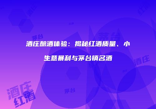 酒庄酿酒体验：揭秘红酒质量、小生意暴利与茅台镇名酒