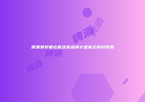 啤酒爱好者必看这些品牌才是真正的好啤酒