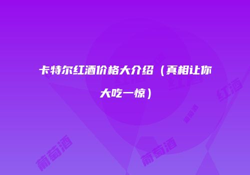 卡特尔红酒价格大介绍（真相让你大吃一惊）