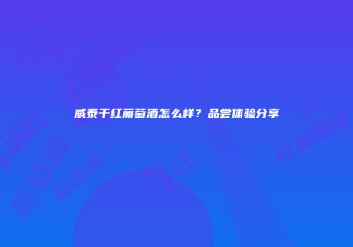 威泰干红葡萄酒怎么样？品尝体验分享