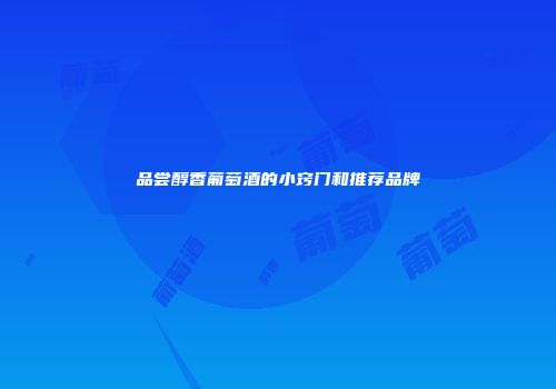 品尝醇香葡萄酒的小窍门和推荐品牌
