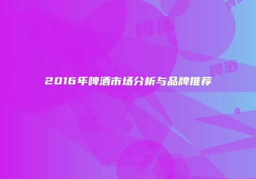 2016年啤酒市场分析与品牌推荐
