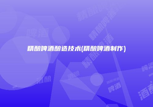 精酿啤酒酿造技术(精酿啤酒制作)