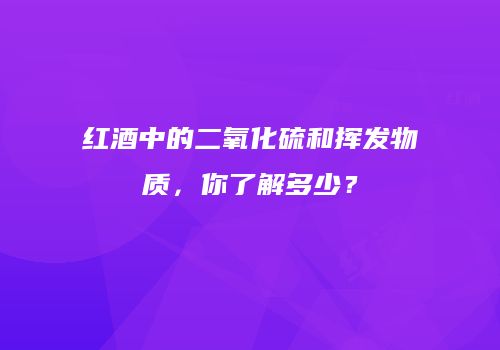 红酒中的二氧化硫和挥发物质，你了解多少？