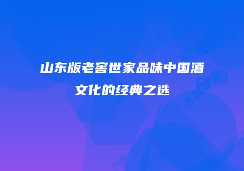 山东版老窖世家品味中国酒文化的经典之选