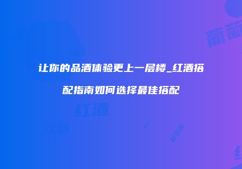 让你的品酒体验更上一层楼_红酒搭配指南如何选择最佳搭配