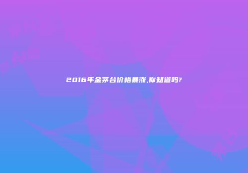2016年金茅台价格暴涨,你知道吗?