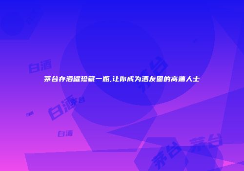 茅台存酒罐珍藏一瓶,让你成为酒友圈的高端人士
