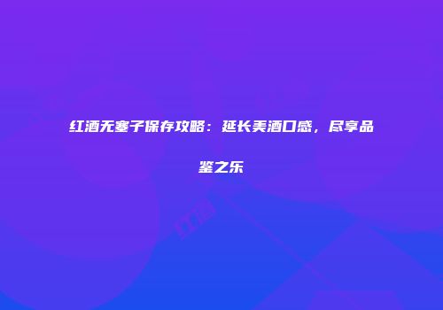 红酒无塞子保存攻略：延长美酒口感，尽享品鉴之乐