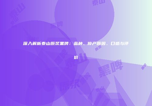 深入解析泰山原浆黑啤：品种、停产原因、口感与评价