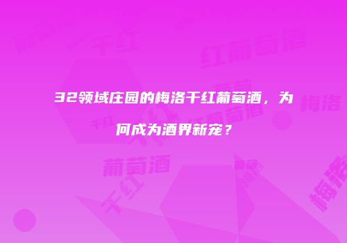 32领域庄园的梅洛干红葡萄酒，为何成为酒界新宠？