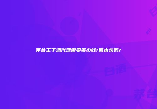 茅台王子酒代理需要多少钱?回本快吗?
