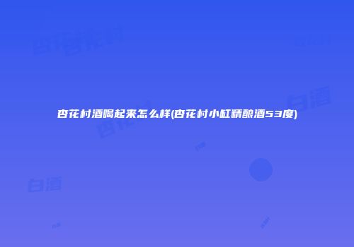 杏花村酒喝起来怎么样(杏花村小缸精酿酒53度)