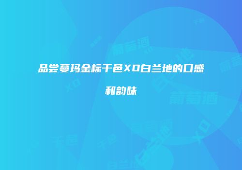 品尝蔓玛金标干邑XO白兰地的口感和韵味