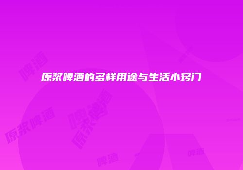 原浆啤酒的多样用途与生活小窍门