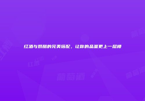 红酒与奶酪的完美搭配，让你的品鉴更上一层楼