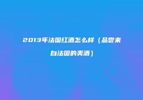 2013年法国红酒怎么样（品尝来自法国的美酒）