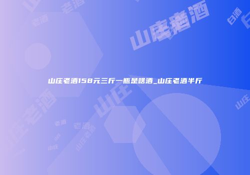 山庄老酒158元三斤一瓶是啥酒_山庄老酒半斤