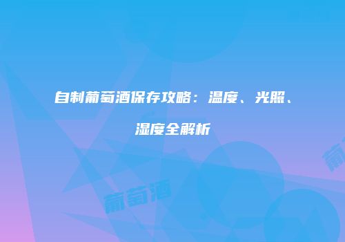 自制葡萄酒保存攻略：温度、光照、湿度全解析