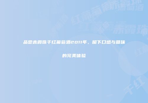 品尝赤霞珠干红葡萄酒2011年，留下口感与回味的完美体验