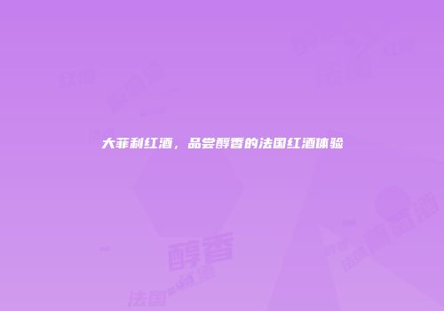 大菲利红酒，品尝醇香的法国红酒体验