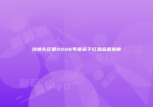 沙坡头庄园2006年葡萄干红酒品鉴指南
