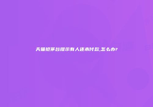 天猫抢茅台提示有人还未付款,怎么办?