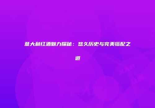 意大利红酒魅力探秘：悠久历史与完美搭配之道