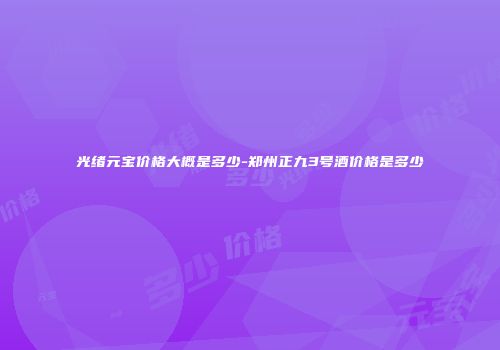 光绪元宝价格大概是多少-郑州正九3号酒价格是多少
