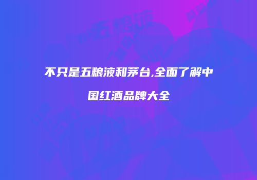 不只是五粮液和茅台,全面了解中国红酒品牌大全