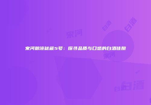 宋河粮液秘藏5号：探寻品质与口感的白酒佳酿