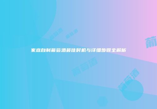 家庭自制葡萄酒最佳时机与详细步骤全解析