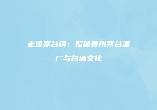 走进茅台镇：揭秘贵州茅台酒厂与白酒文化