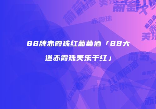 88牌赤霞珠红葡萄酒「88大道赤霞珠美乐干红」
