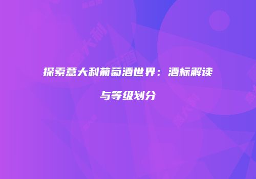 探索意大利葡萄酒世界：酒标解读与等级划分