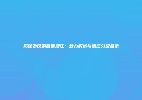 揭秘勃艮第葡萄酒庄：魅力解析与酒庄分级名录