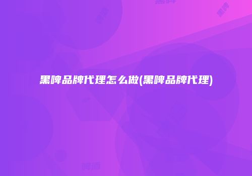 黑啤品牌代理怎么做(黑啤品牌代理)