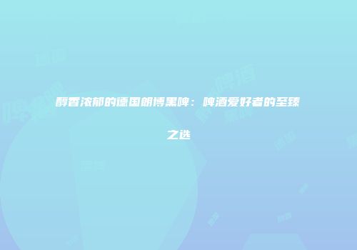 醇香浓郁的德国朗博黑啤：啤酒爱好者的至臻之选