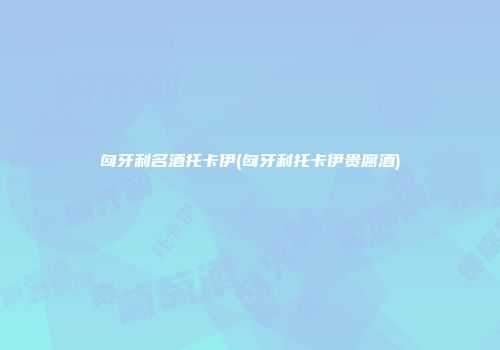 匈牙利名酒托卡伊(匈牙利托卡伊贵腐酒)