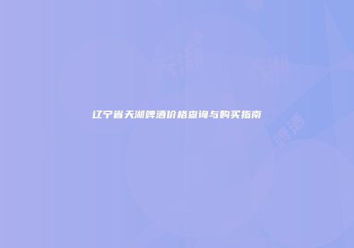 辽宁省天湖啤酒价格查询与购买指南