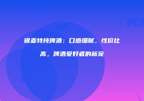 银麦特纯啤酒：口感细腻，性价比高，啤酒爱好者的新宠