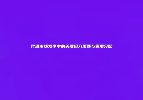 啤酒市场竞争中的关键投入策略与费用分配