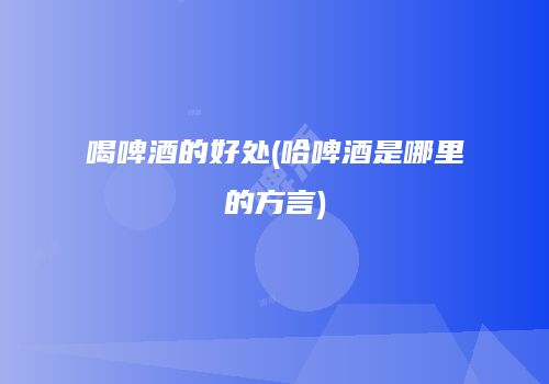 喝啤酒的好处(哈啤酒是哪里的方言)