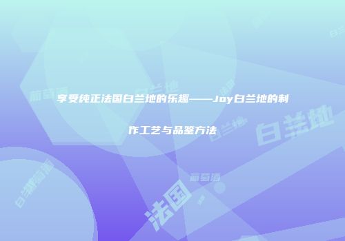 享受纯正法国白兰地的乐趣——Joy白兰地的制作工艺与品鉴方法