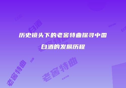 历史镜头下的老窖特曲探寻中国白酒的发展历程