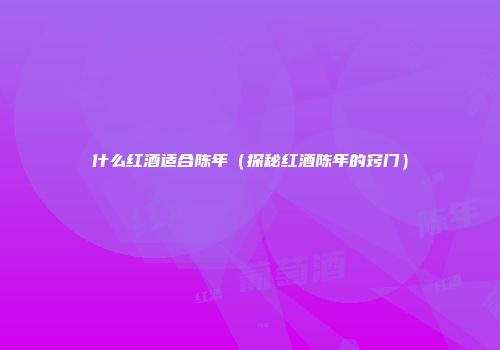 什么红酒适合陈年（探秘红酒陈年的窍门）